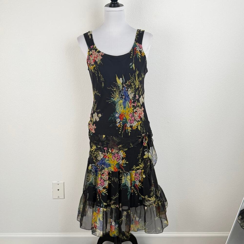 Y2k floral silk midi dress